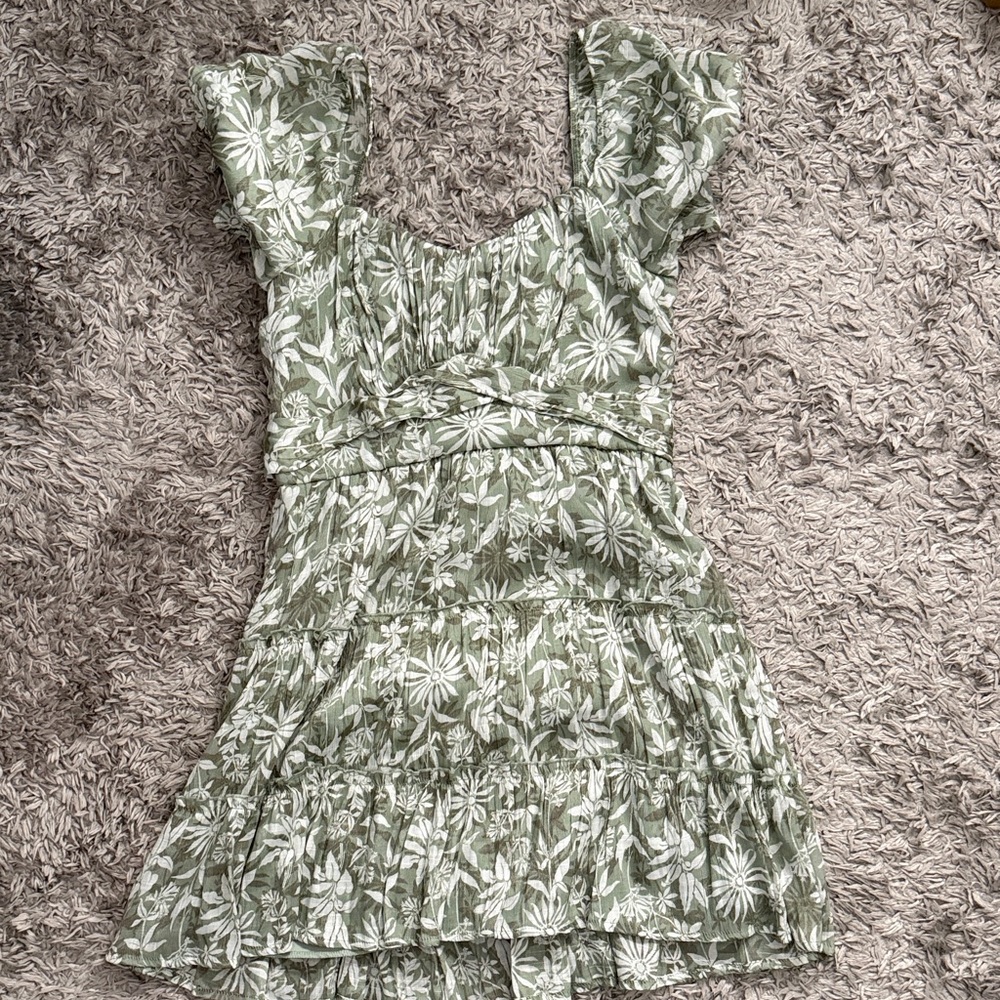 Francesca's Collections Olive Floral Mini Dress